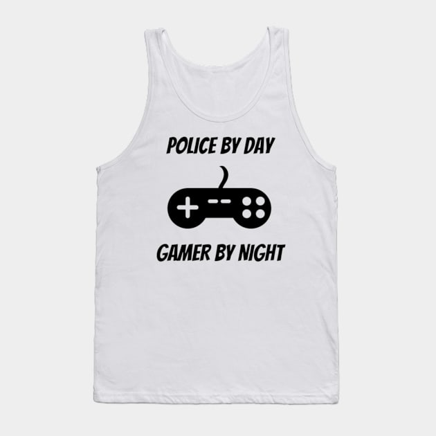 Police By Day Gamer By Night Tank Top by Petalprints